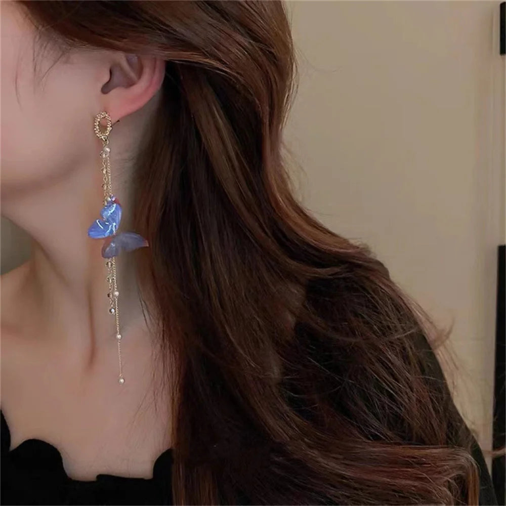 New Luxury Women Zircon Crystal Pearls Long Tassel