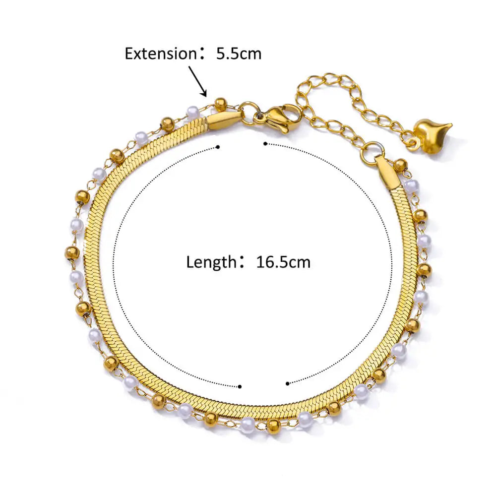 Stainless Steel Imitation Pearl Anklets for Women Gold Colore