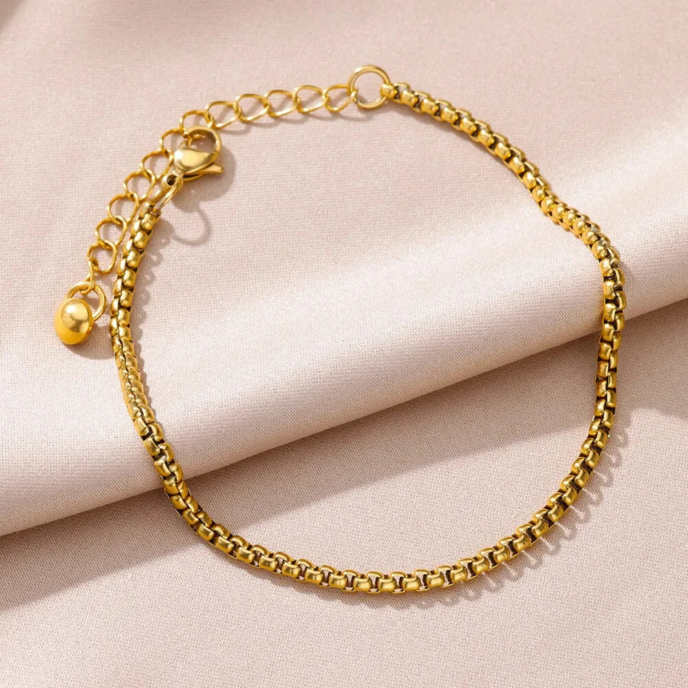 Stainless Steel Imitation Pearl Anklets for Women Gold Colore