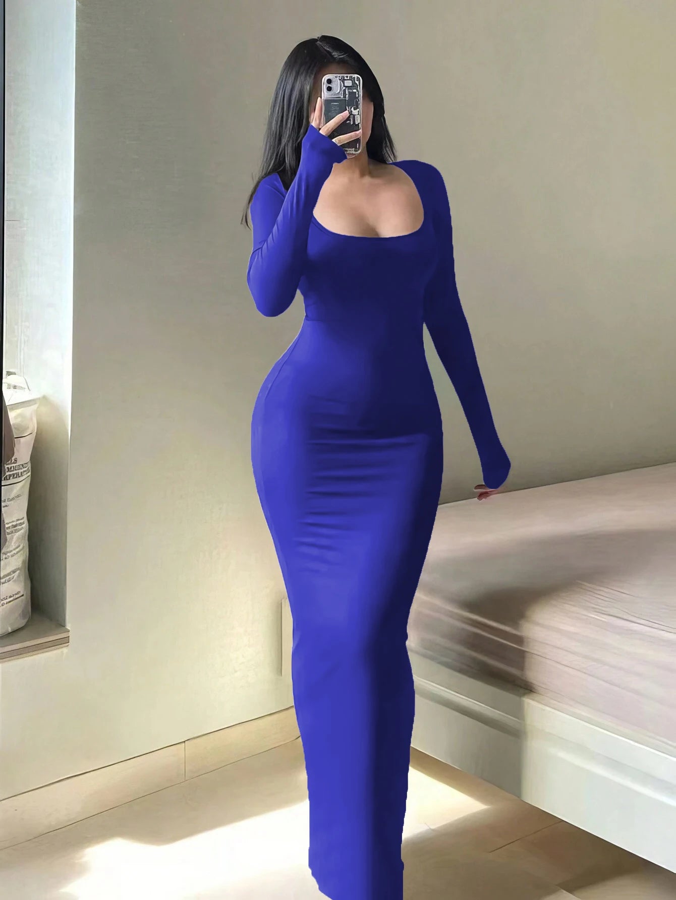 Women's Solid Long Sleeve Bodycon