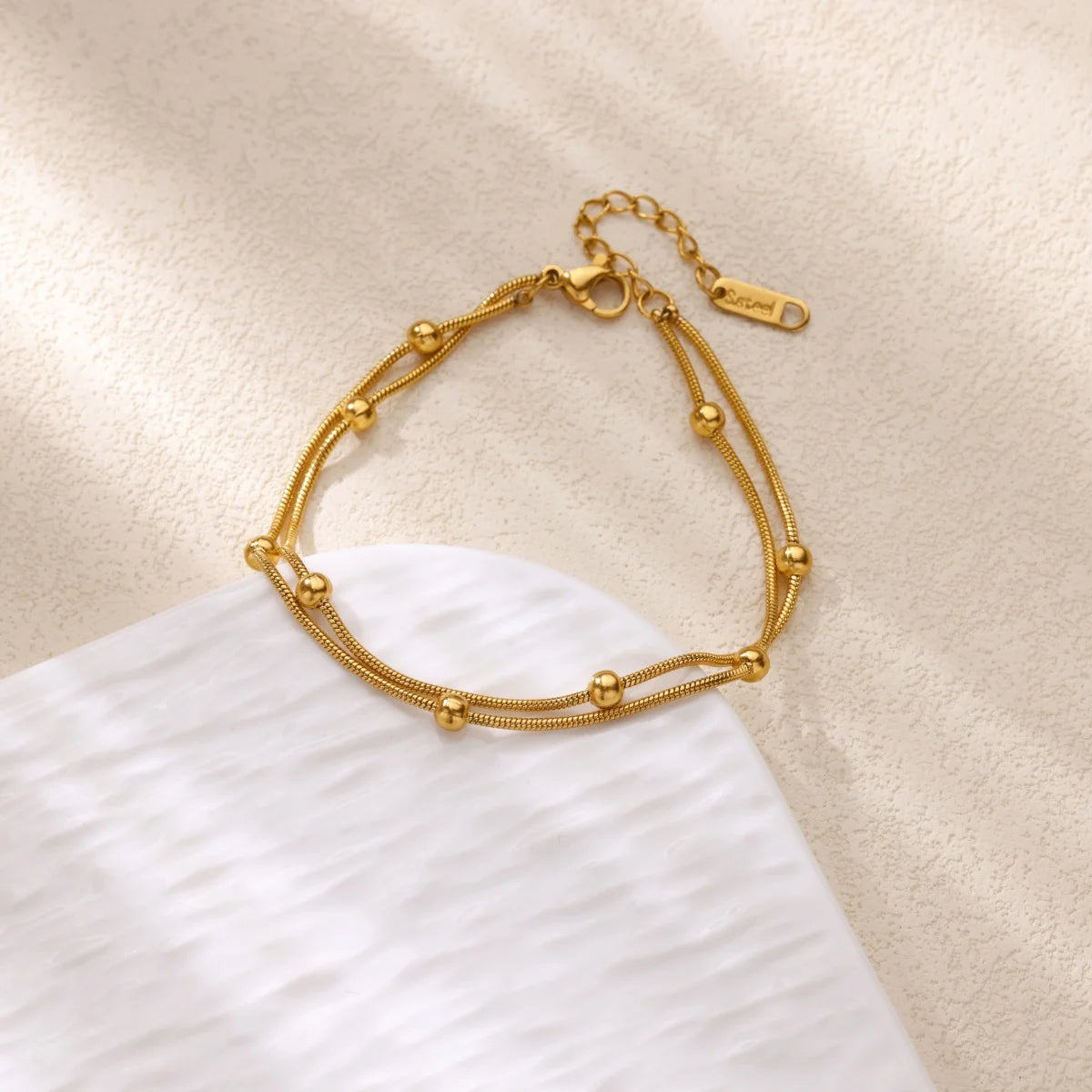 Stainless Steel Imitation Pearl Anklets for Women Gold Colore