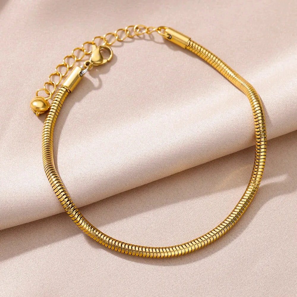 Stainless Steel Imitation Pearl Anklets for Women Gold Colore