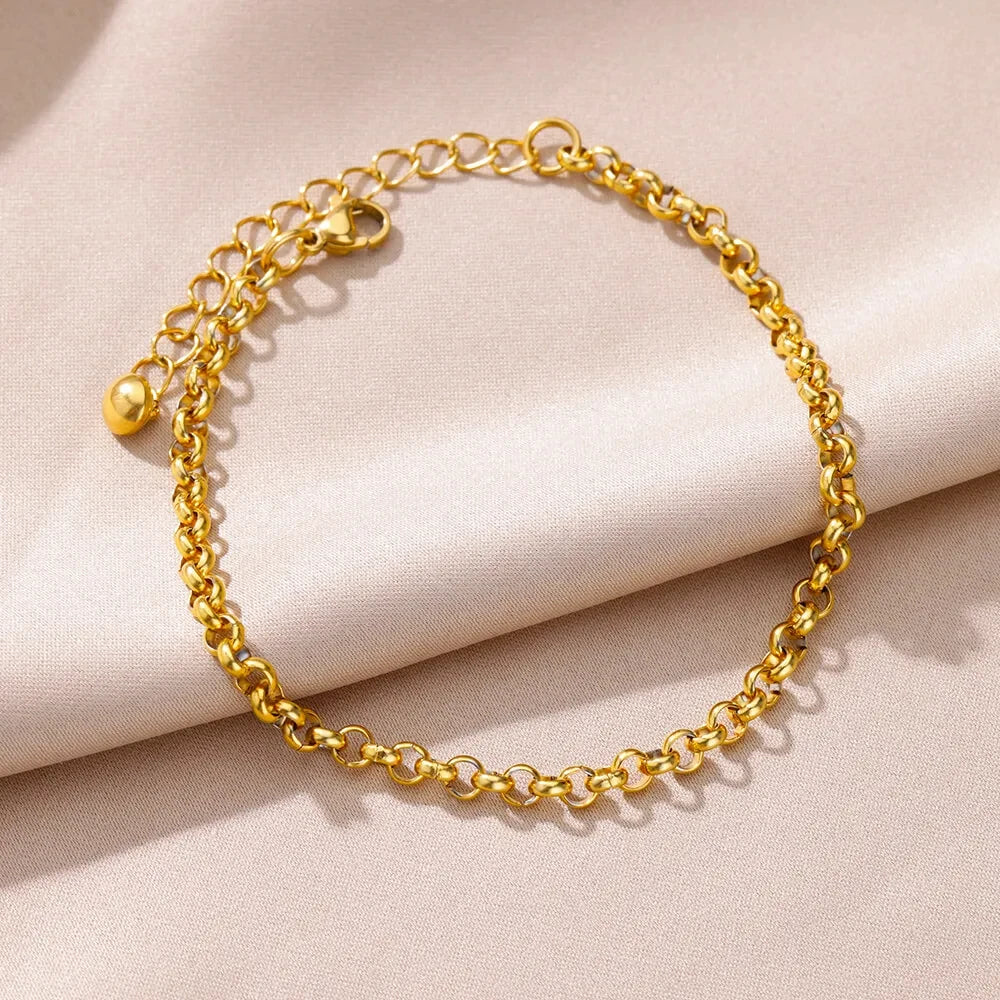 Stainless Steel Imitation Pearl Anklets for Women Gold Colore