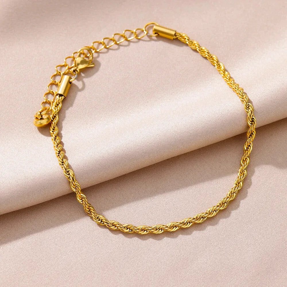 Stainless Steel Imitation Pearl Anklets for Women Gold Colore