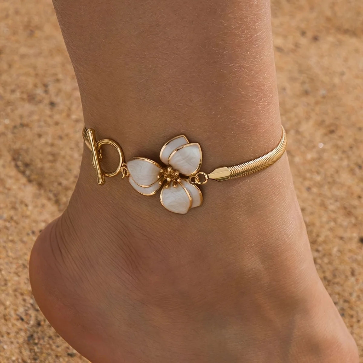 Fashion Metal Flower Pendant Anklet For Women