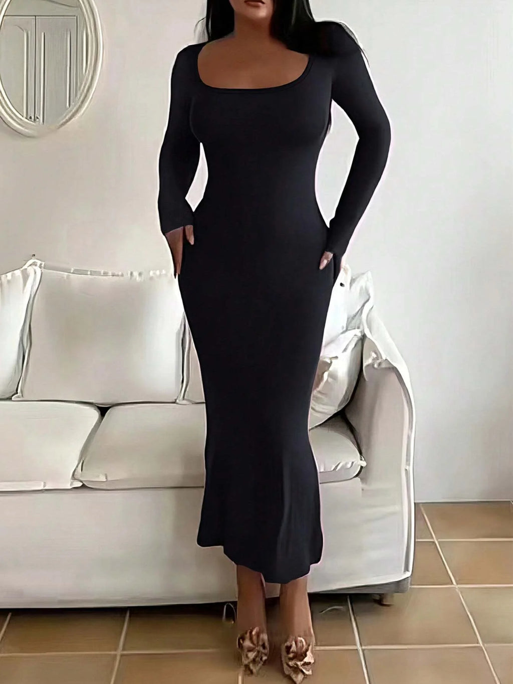 Women's Solid Long Sleeve Bodycon