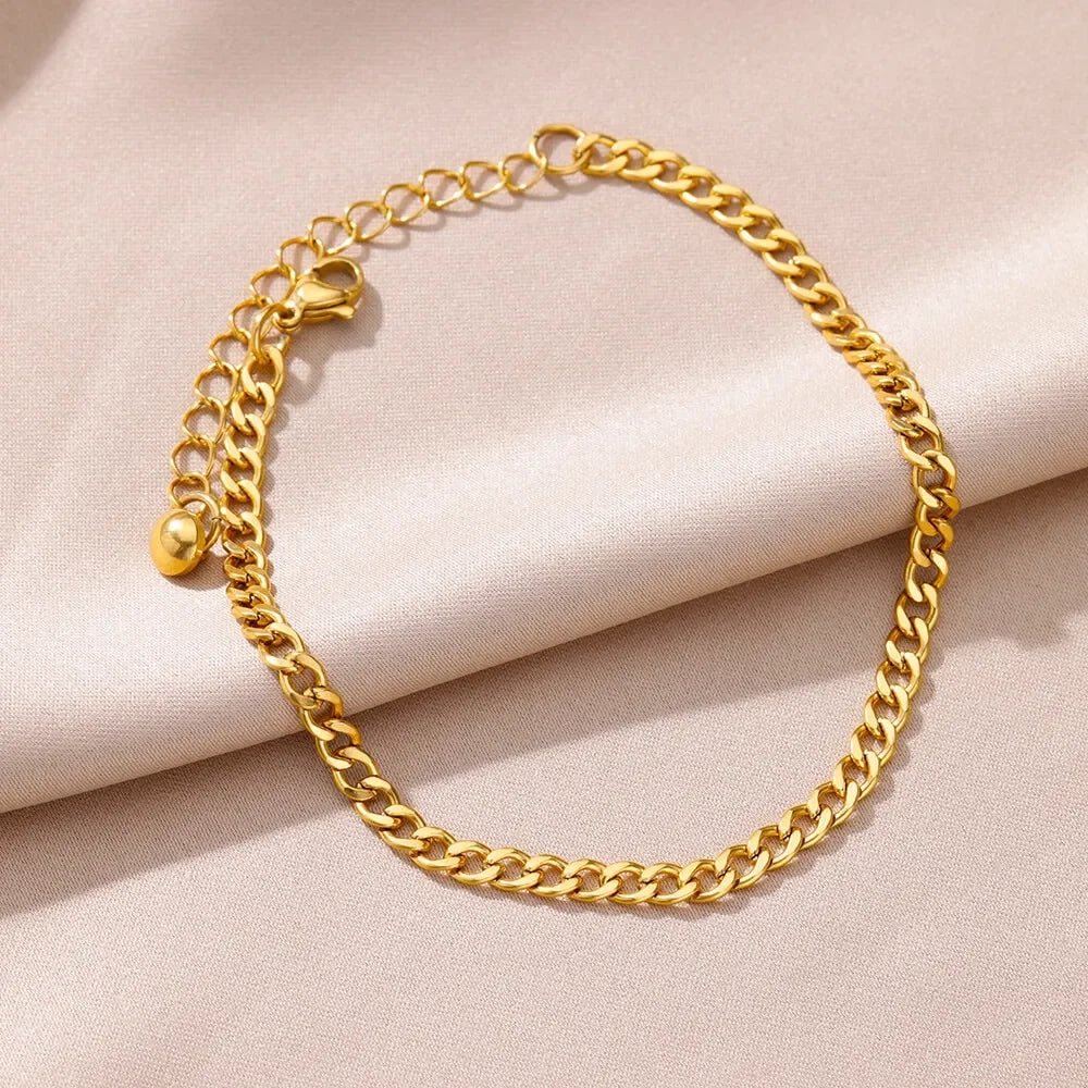 Stainless Steel Imitation Pearl Anklets for Women Gold Colore