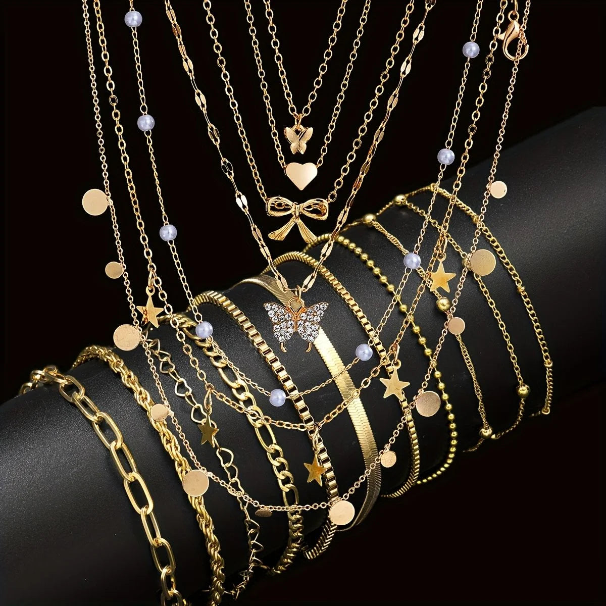 17pcs Fashion Minimalist Jewelry Set For Women
