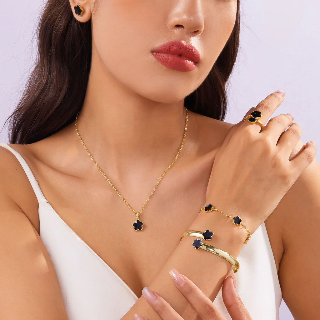 5pcs/set Colorful Enamel Plum Blossom Bracelets for Women
