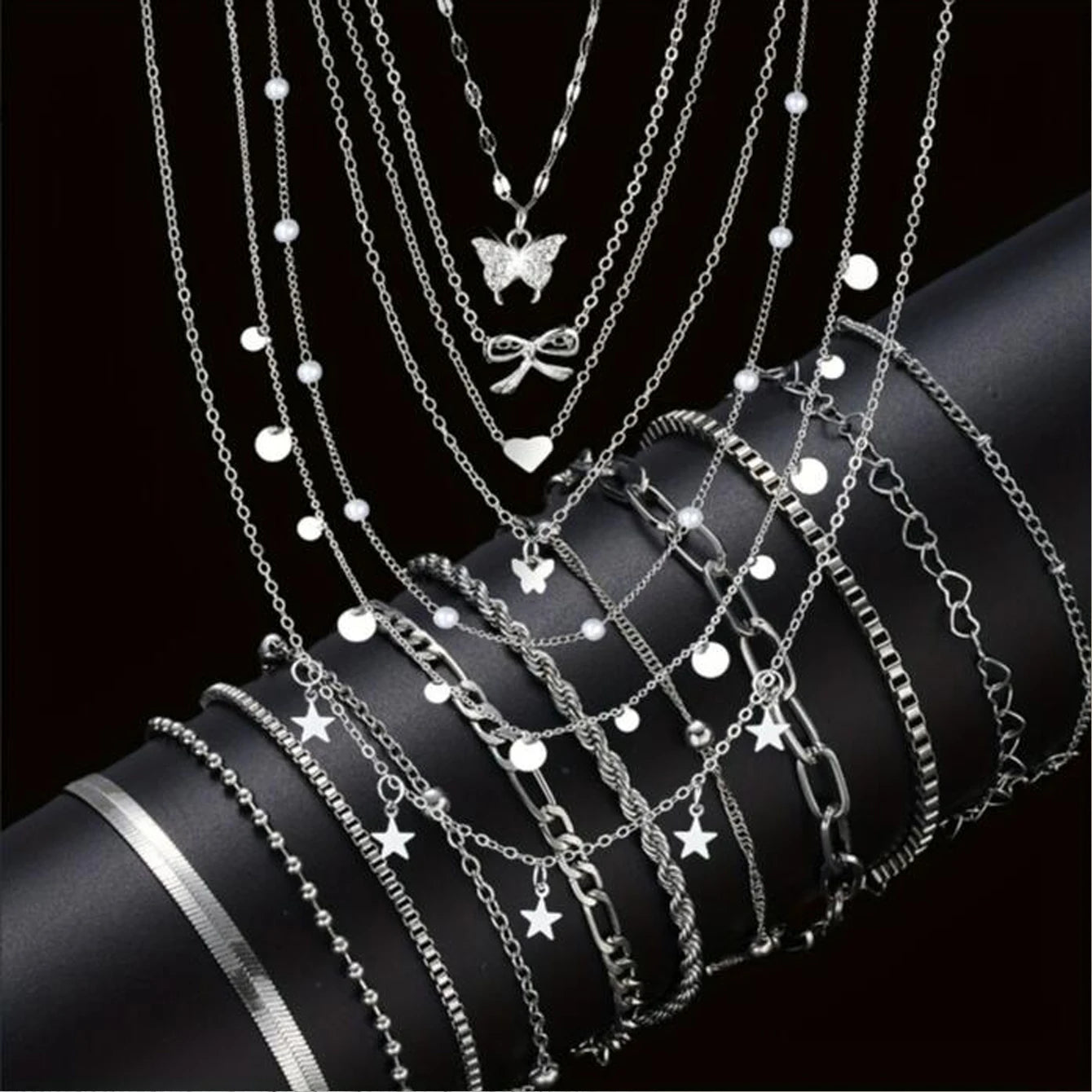 17pcs Fashion Minimalist Jewelry Set For Women