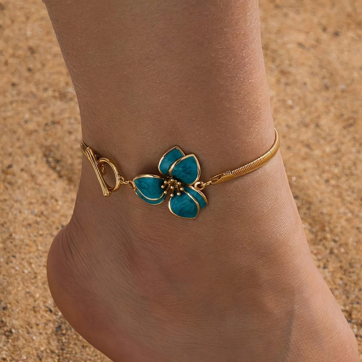 Fashion Metal Flower Pendant Anklet For Women