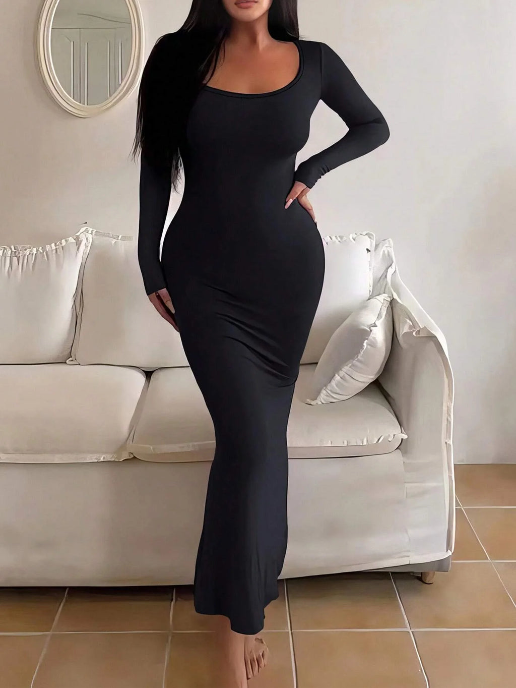Women's Solid Long Sleeve Bodycon