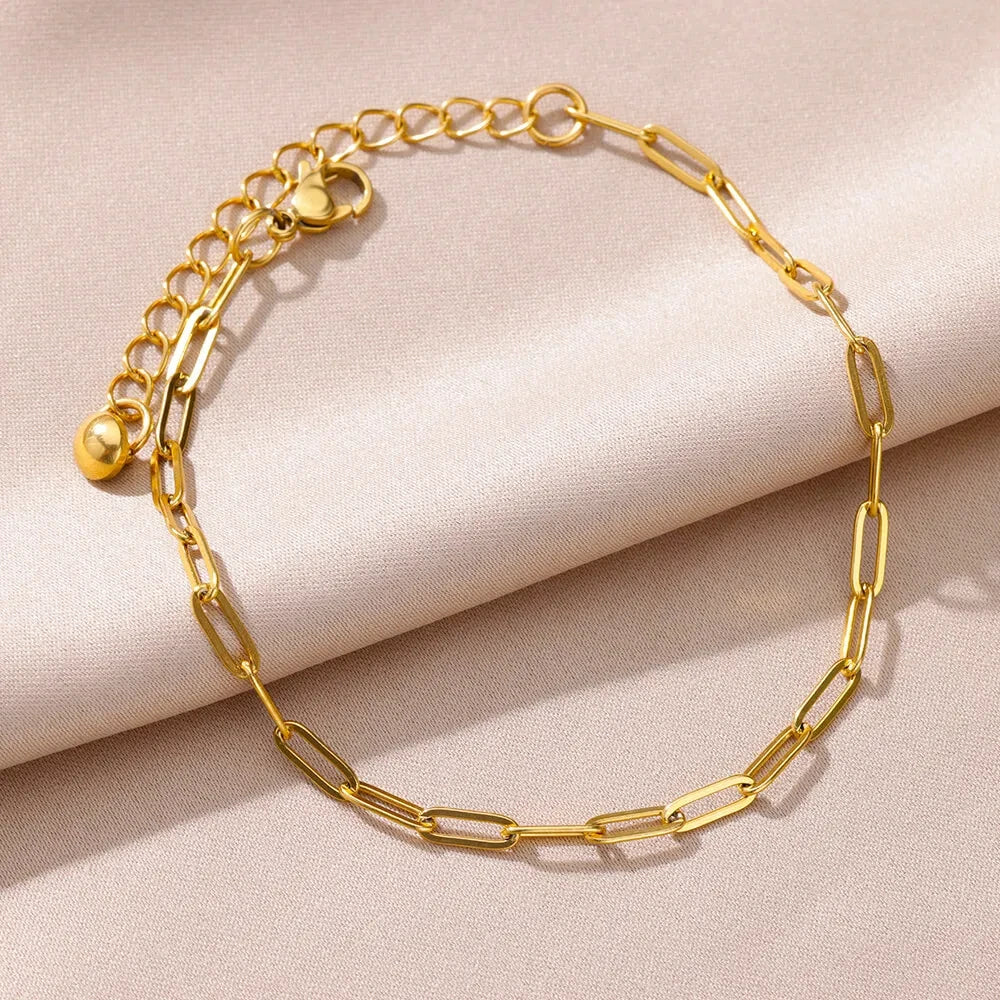 Stainless Steel Imitation Pearl Anklets for Women Gold Colore