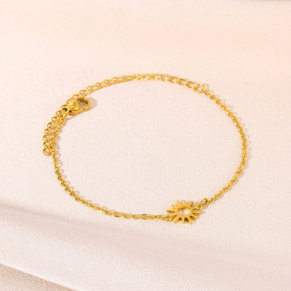 Stainless Steel Imitation Pearl Anklets for Women Gold Colore