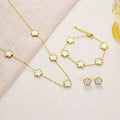 3-Piece Set of Plum Blossom Five-Leaf Flower Necklace Bracelet Women's Gift Jewelry Set for Parties