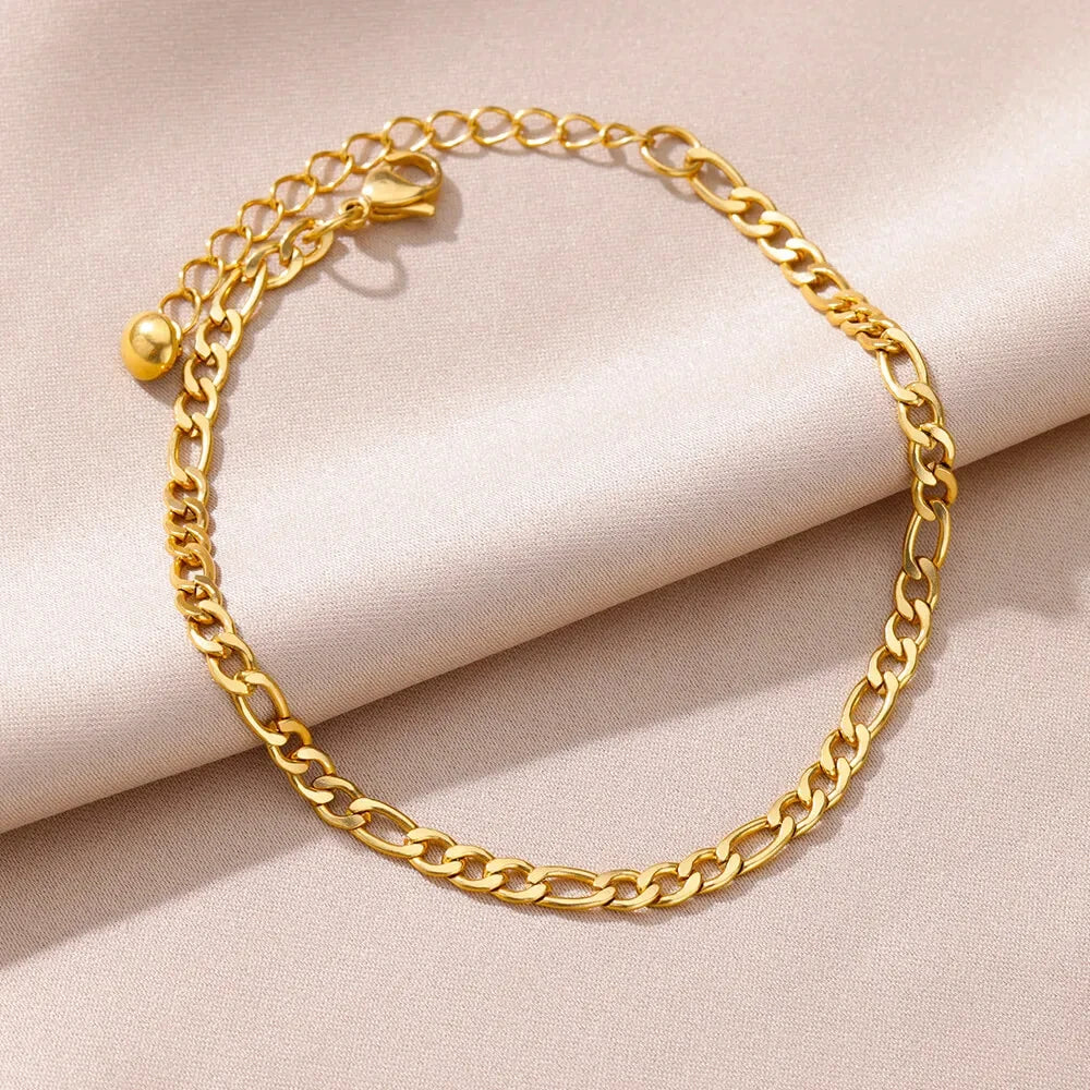 Stainless Steel Imitation Pearl Anklets for Women Gold Colore