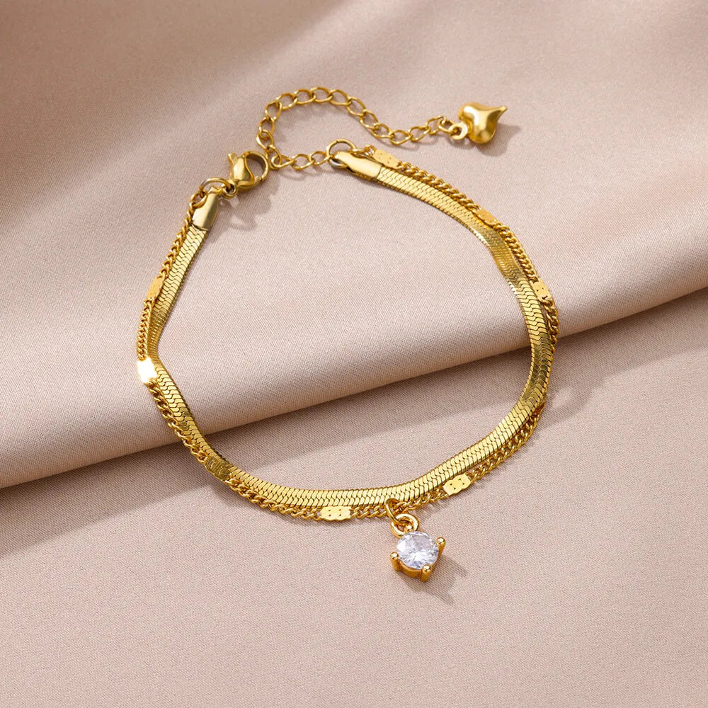 Stainless Steel Imitation Pearl Anklets for Women Gold Colore